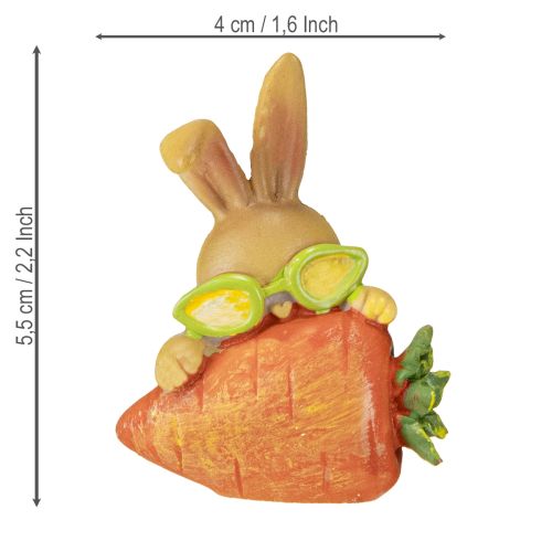 Prodotto Coniglietto decorativo con carota, figure decorative di coniglietti pasquali H5,5cm 6 pezzi