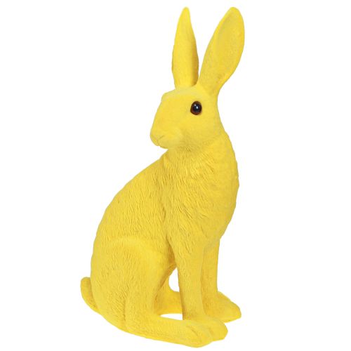 Floristik24 Coniglietto decorativo seduto Coniglietto pasquale floccato giallo 12×9×25 cm