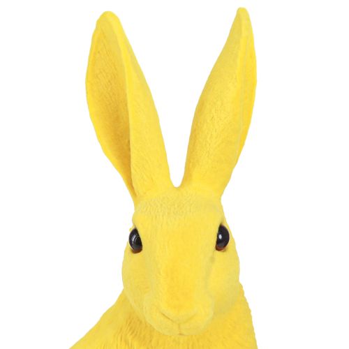 Floristik24 Coniglietto decorativo seduto Coniglietto pasquale floccato giallo 12×9×25 cm