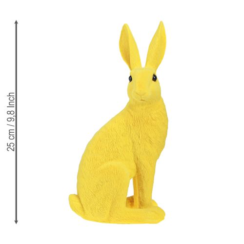 Floristik24 Coniglietto decorativo seduto Coniglietto pasquale floccato giallo 12×9×25 cm