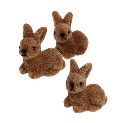 Floristik24 Coniglietti decorativi floccati marroni 5 cm 16 pz