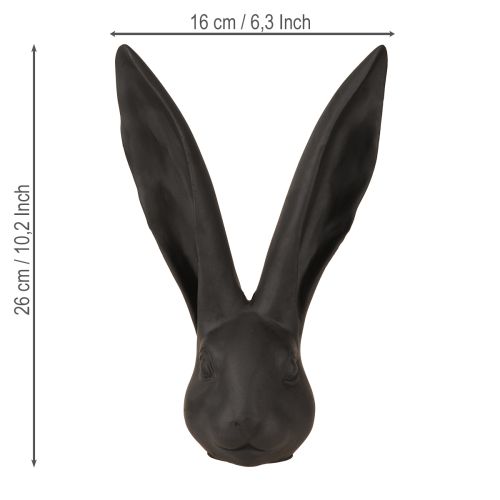 Floristik24 Decorazione Testa di Coniglio Decorazione di Pasqua Nero Opaco Poliresina 26cm