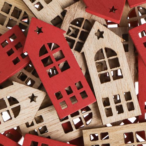 Prodotto Decorazione decorativa per la casa in legno in rosso naturale 2×4,5 cm 72 pz