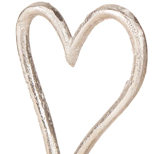 Prodotto Cuore decorativo in metallo e legno in argento naturale 7,5x5x13cm 3pz