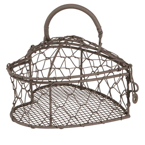 Floristik24 Cuore decorativo in filo da riempimento grigio vintage 14×13,5 cm