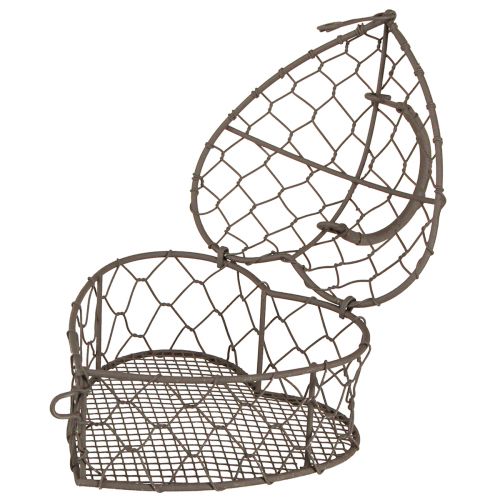 Floristik24 Cuore decorativo in filo da riempimento grigio vintage 14×13,5 cm