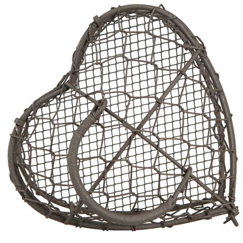 Prodotto Cuore decorativo in filo da riempimento grigio vintage 14×13,5 cm