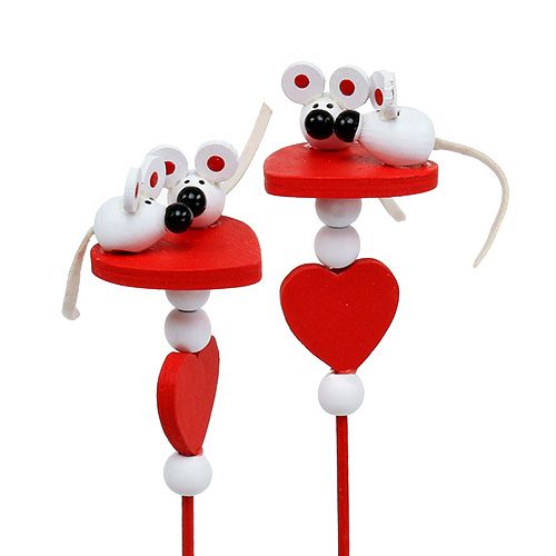 Prodotto Cuori decorativi con topolini su bastoncino rossi 12 pz