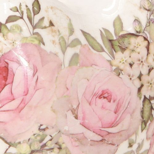 Prodotto Cuori decorativi con rosa in ceramica color crema rosa 8x8cm 3pz