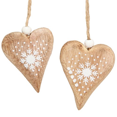 Prodotto Cuori decorativi da appendere decorazioni per l&#39;albero di Natale in legno 6 cm 8 pz