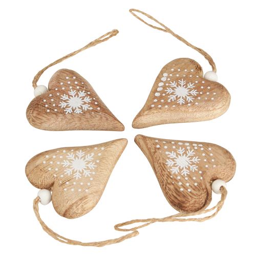 Prodotto Cuori decorativi da appendere decorazioni per l&#39;albero di Natale in legno 6 cm 8 pz