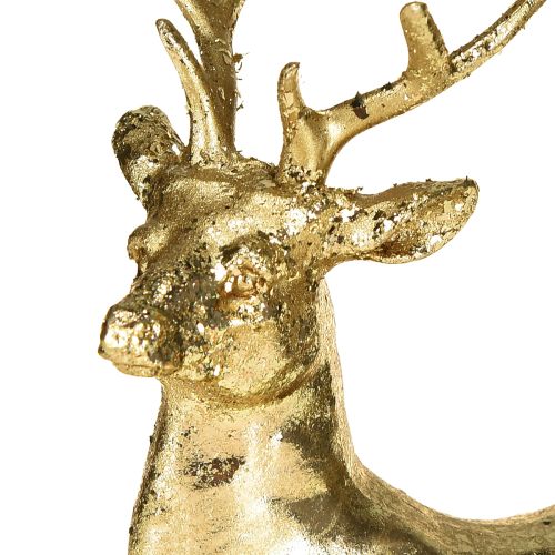Prodotto Figura decorativa di cervo sdraiato con renna oro 10,5×7×11,5cm 2 pezzi