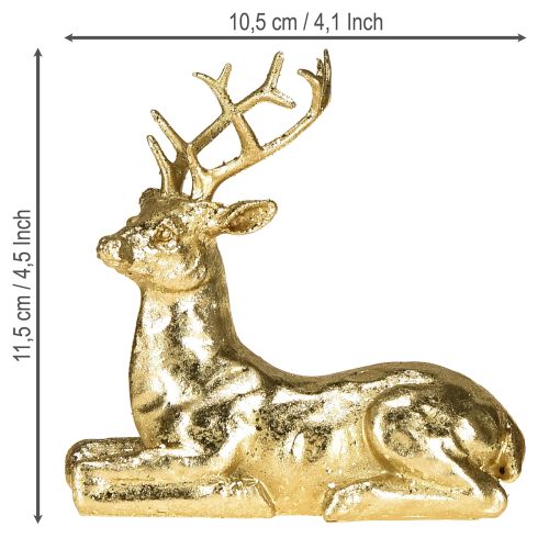 Prodotto Figura decorativa di cervo sdraiato con renna oro 10,5×7×11,5cm 2 pezzi