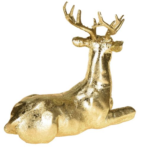 Prodotto Figura decorativa di cervo sdraiato con renna oro 10,5×7×11,5cm 2 pezzi