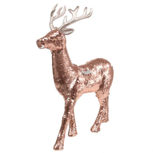 Floristik24 Cervo decorativo con paillettes oro rosa H46cm