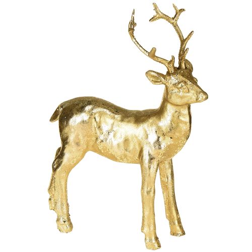 Figura decorativa di renna in piedi, cervo, oro 10,5×4,5×16 cm, 2 pezzi