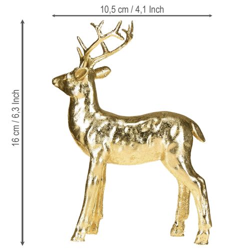 Prodotto Figura decorativa di renna in piedi, cervo, oro 10,5×4,5×16 cm, 2 pezzi
