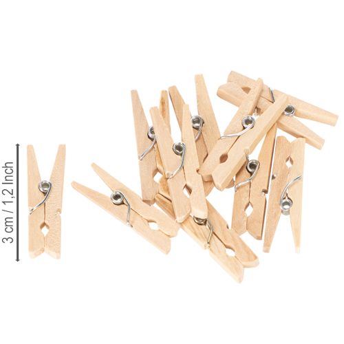 Prodotto Mollette decorative in legno, 3 cm, colore naturale, 72 pezzi