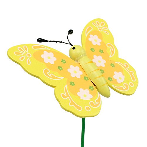 Floristik24 Farfalle decorative in legno su bastone 8 cm 24 pezzi