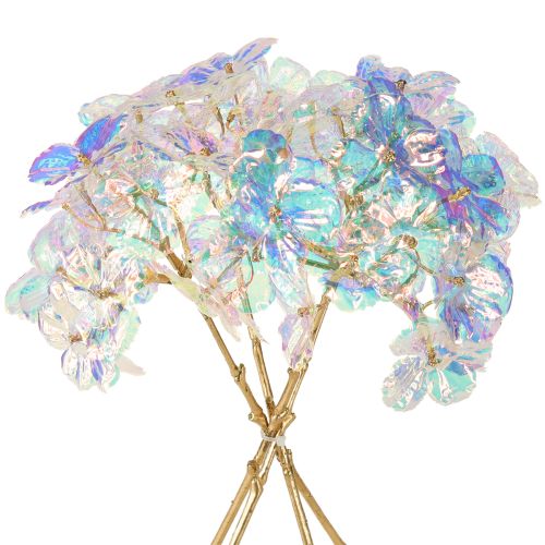 Ortensia decorativa fiore artificiale iridescente Natale 27 cm 4 pezzi