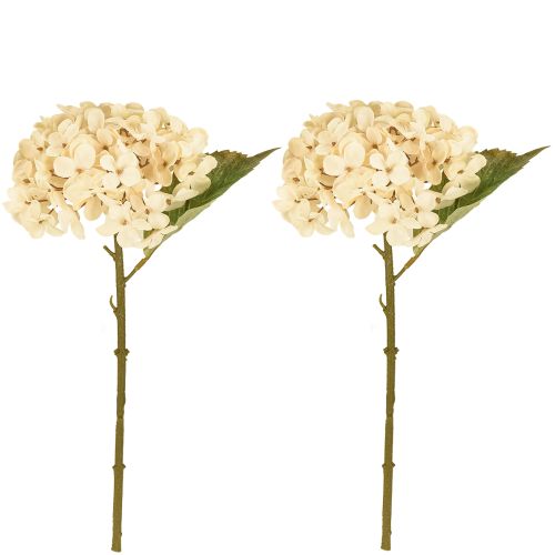 Prodotto Ortensie decorative artificiali in seta color crema, 34 cm, 2 pezzi