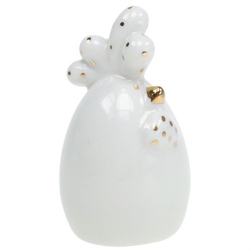 Floristik24 Deco pollo bianco con puntini dorati 6,5cm 6 pezzi