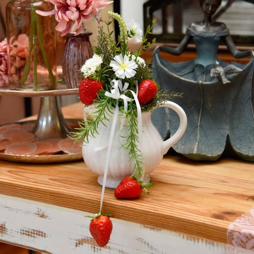 Prodotto Vaso decorativo, brocca con manico ceramica verde, bianco, crema H14,5cm 3pz