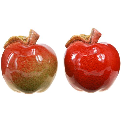 Prodotto Decorazione da tavolo in ceramica con mele decorative, autunno, rosso e verde, H7,5cm, 4 pezzi