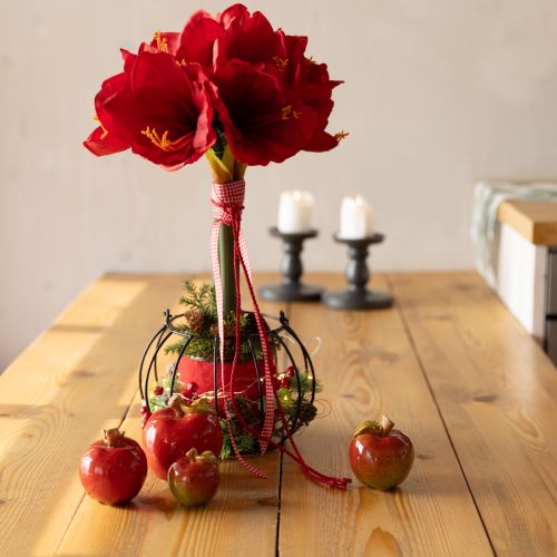 Prodotto Decorazione da tavolo in ceramica con mele decorative, autunno, rosso e verde, H7,5cm, 4 pezzi