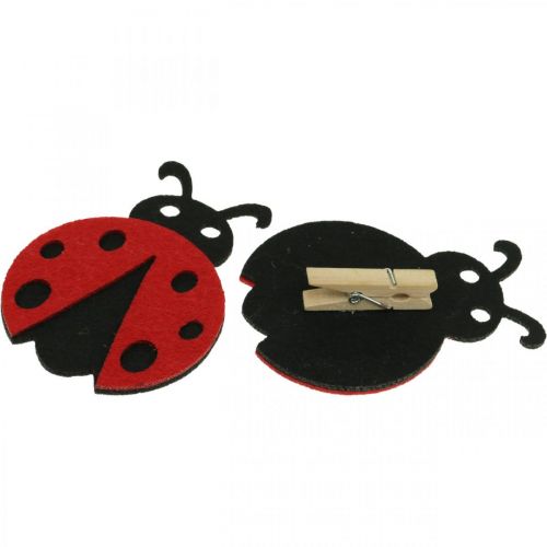 Floristik24 Clip decorative coccinelle, primavera, scarabei portafortuna per decorare, decorazioni in feltro 16 pezzi