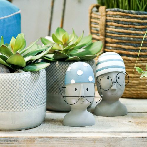 Floristik24 Nuotatore con testa decorativa con occhiali e cuffia blu bianco H15cm / 16cm 2 pezzi