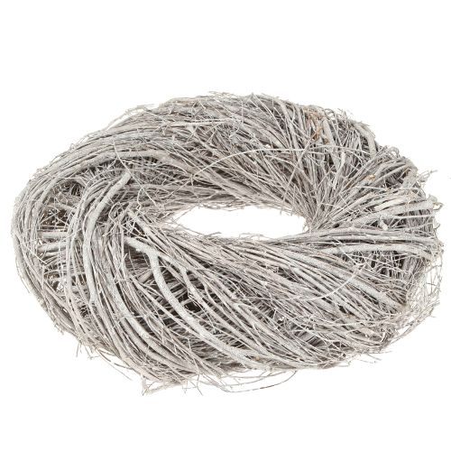 Prodotto Corona decorativa in rami di olmo, bianco-grigio lavato Ø35cm