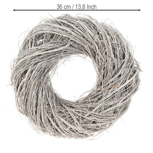 Prodotto Corona decorativa in rami di olmo, bianco-grigio lavato Ø35cm