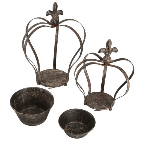 Prodotto Corona decorativa anticata marrone scuro ruggine H22/27cm set da 2 pezzi