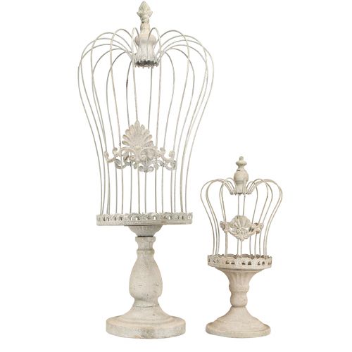Prodotto Corona decorativa su piede decorazione vintage in metallo grigio 34/66 cm set da 2 pezzi