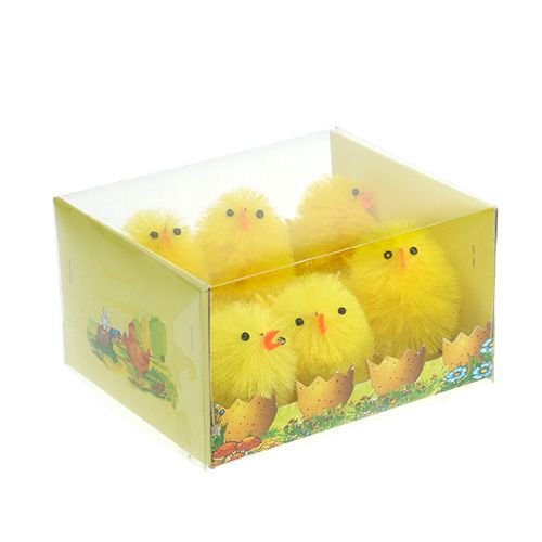 Floristik24 Pulcini decorativi in ciniglia giallo 6,5 cm 6 pezzi