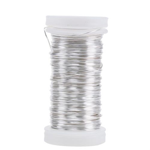 Floristik24 Filo Smaltato Deco Argento Ø0.50mm 50m 100g