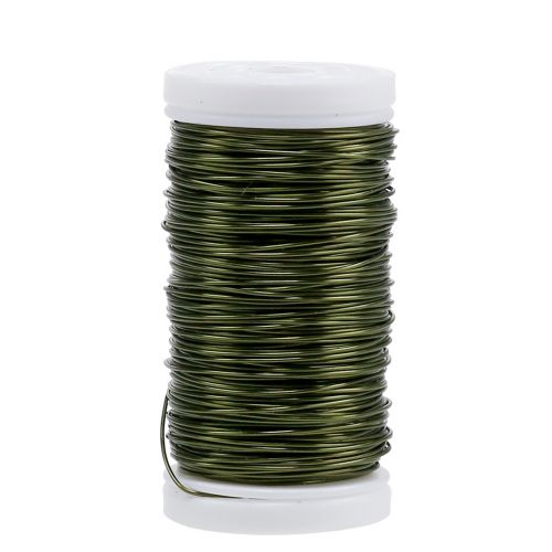 Floristik24 Filo Smaltato Deco Verde Oliva Ø0.50mm 50m 100g