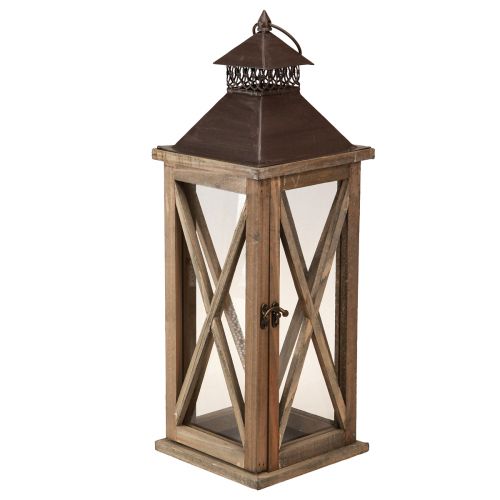 Floristik24 Lanterna decorativa in legno lanterna vintage in legno marrone 17×17×50 cm