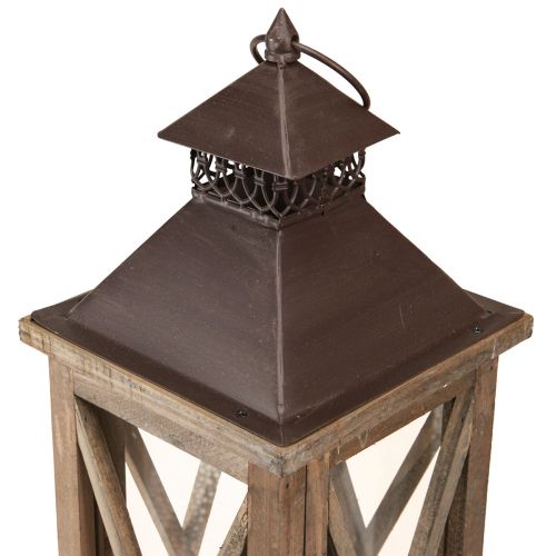 Floristik24 Lanterna decorativa in legno lanterna vintage in legno marrone 17×17×50 cm