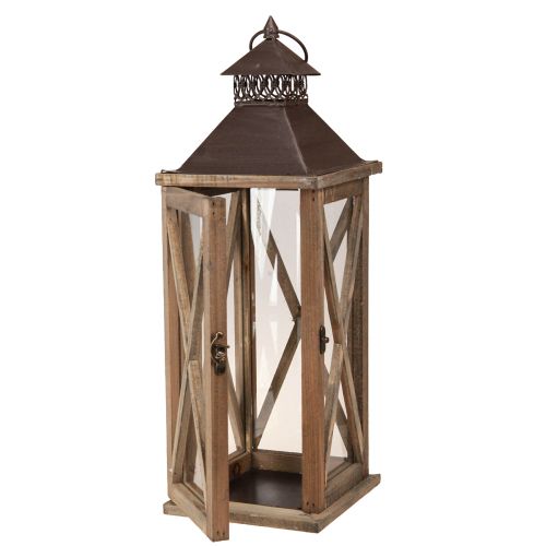 Floristik24 Lanterna decorativa in legno lanterna vintage in legno marrone 17×17×50 cm