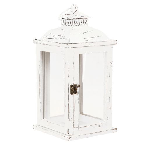 Floristik24 Lanterna decorativa shabby chic in legno bianco 17,5x17,5cm H37cm