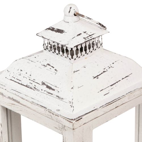 Floristik24 Lanterna decorativa shabby chic in legno bianco 17,5x17,5cm H37cm