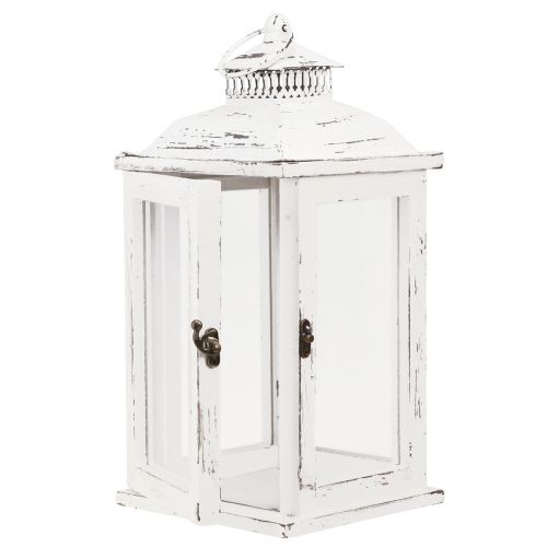 Floristik24 Lanterna decorativa shabby chic in legno bianco 17,5x17,5cm H37cm