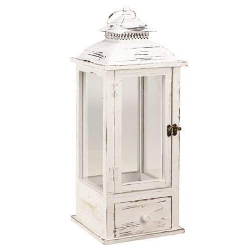 Floristik24 Lanterna decorativa vintage con cassetto bianco 20×20cm H51cm