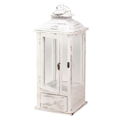 Floristik24 Lanterna decorativa vintage con cassetto bianco 20×20cm H51cm