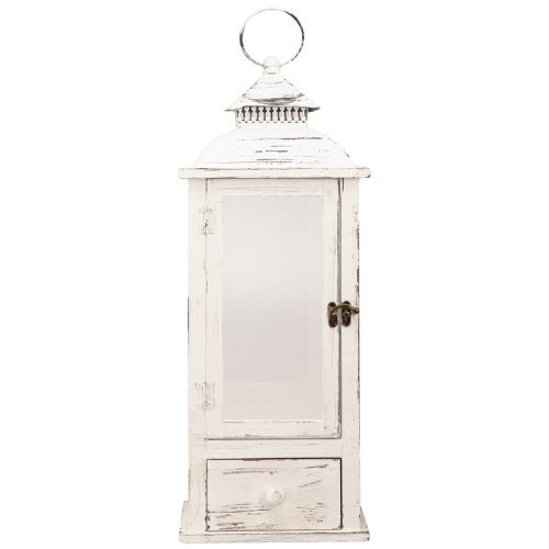 Prodotto Lanterna decorativa vintage con cassetto bianco 20×20cm H51cm