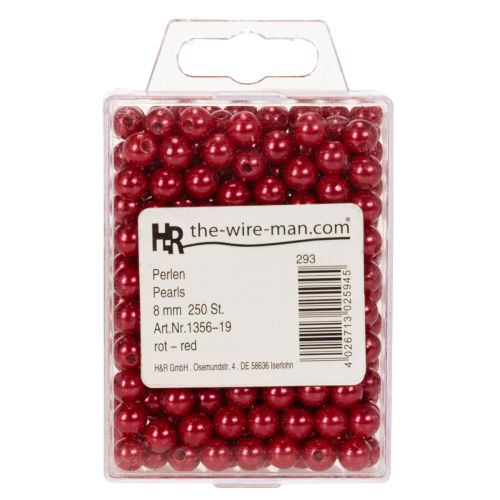 Perline decorative, rosse,