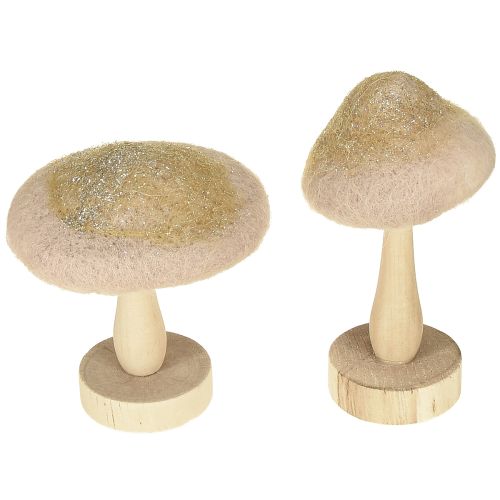 Floristik24 Funghi decorativi in legno, feltro con glitter, decorazione da tavola Avvento H11cm 4 pezzi
