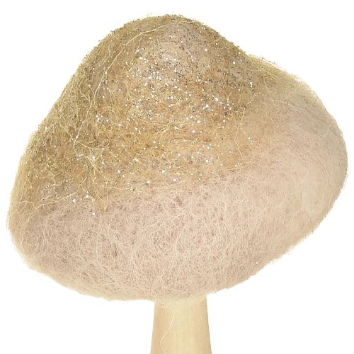 Prodotto Funghi decorativi in legno, feltro con glitter, decorazione da tavola Avvento H11cm 4 pezzi